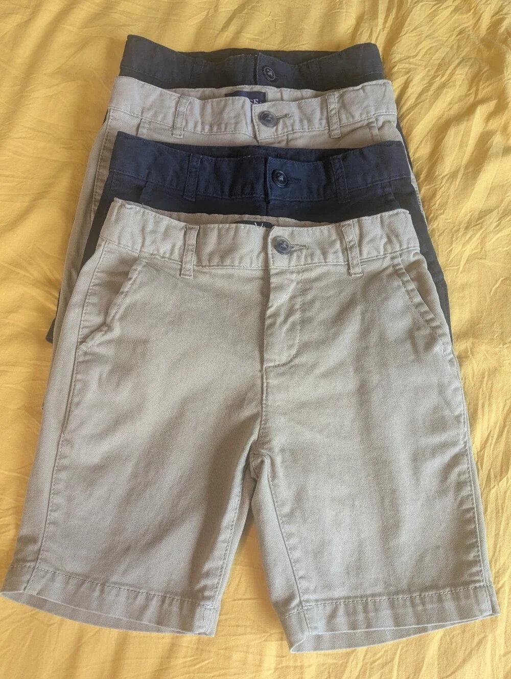 4️⃣ Children's Place Boy's Uniform Chino Shorts in Navy & Khaki; Size: 5